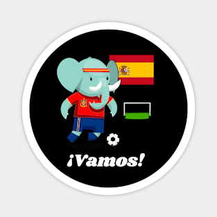 ⚽ Spain Football, Cute Elephant Scores a Goal, ¡Vamos! Team Spirit Magnet